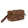Hanging Leather Toiletry Bag for Men & Women - Mens Toiletry Shower Organizer Dopp Kit , Pouch for Traveling