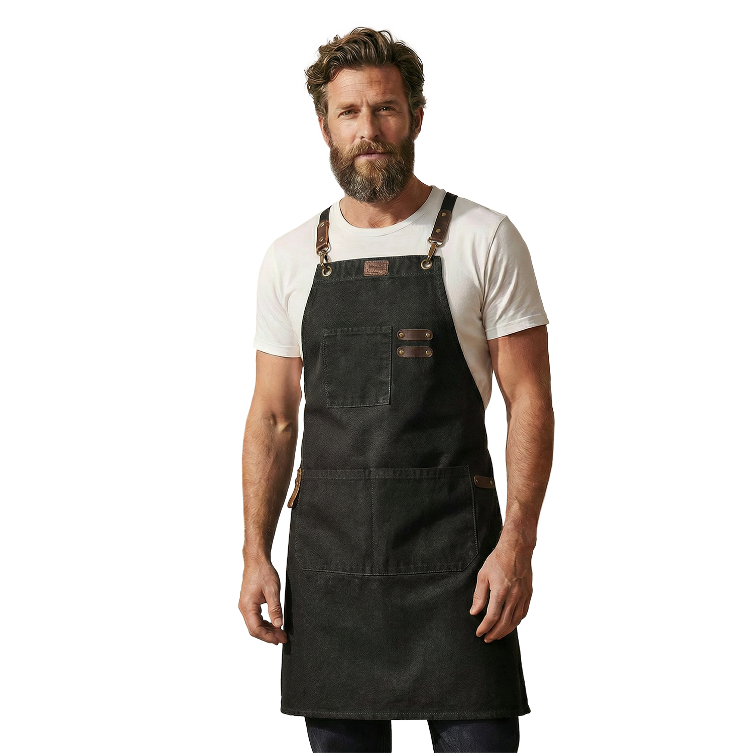 Canvas Cross-Back Work Apron for Men - Black – Leather Village