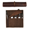 Genuine Leather Knife Roll Bag – Professional Chef Carrying Case, Durable Sheath Holder, Cooks & Culinary Tools Organizer, Portable Travel Storage with 4 Slots & Zipper