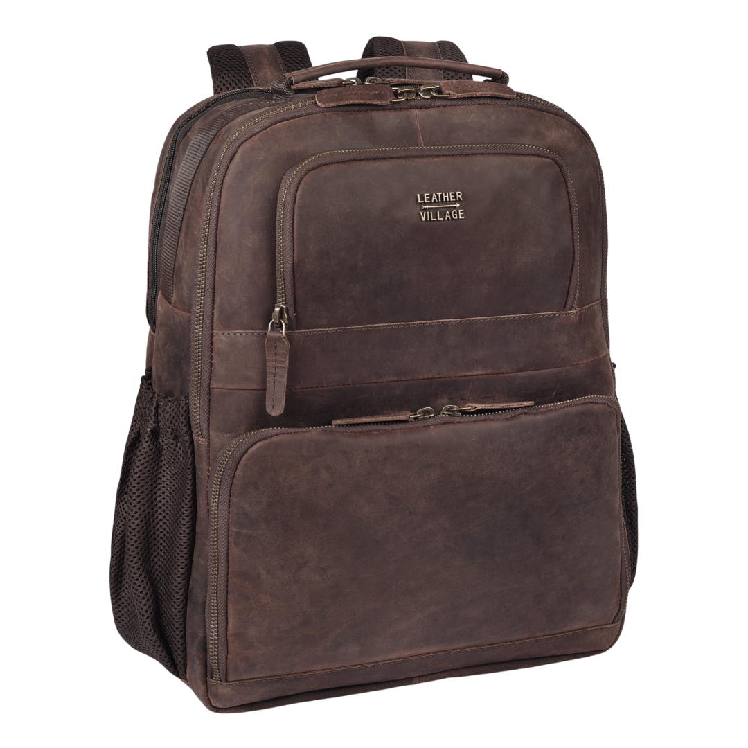 Vintage Leather Laptop Backpack Sandal Travel Bag