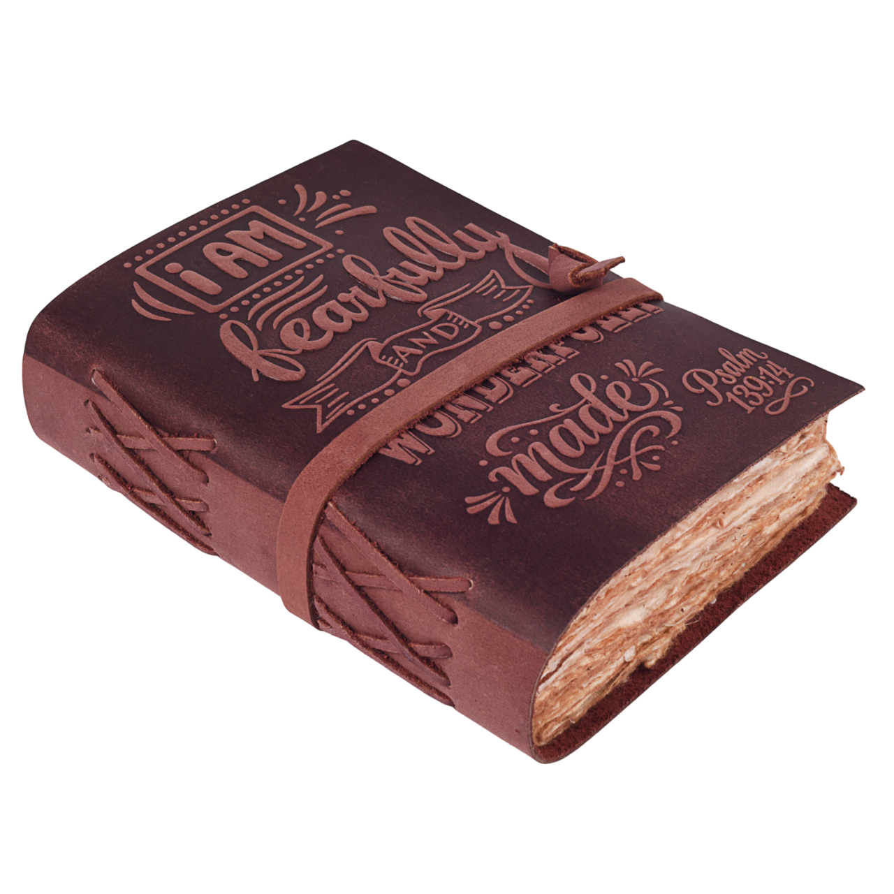 Leather Bound Handmade Christian Bible Journal - Fuchsia