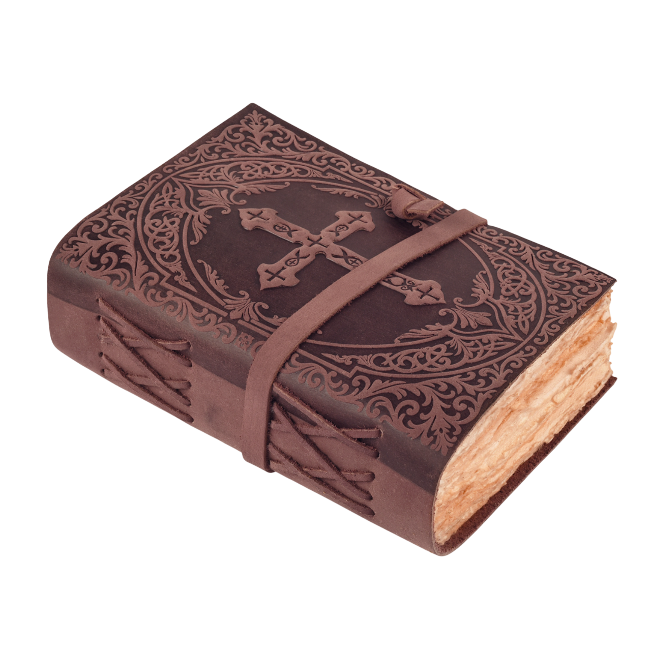 Handmade Christian Cross Embossed Bible Journal - Fuchsia