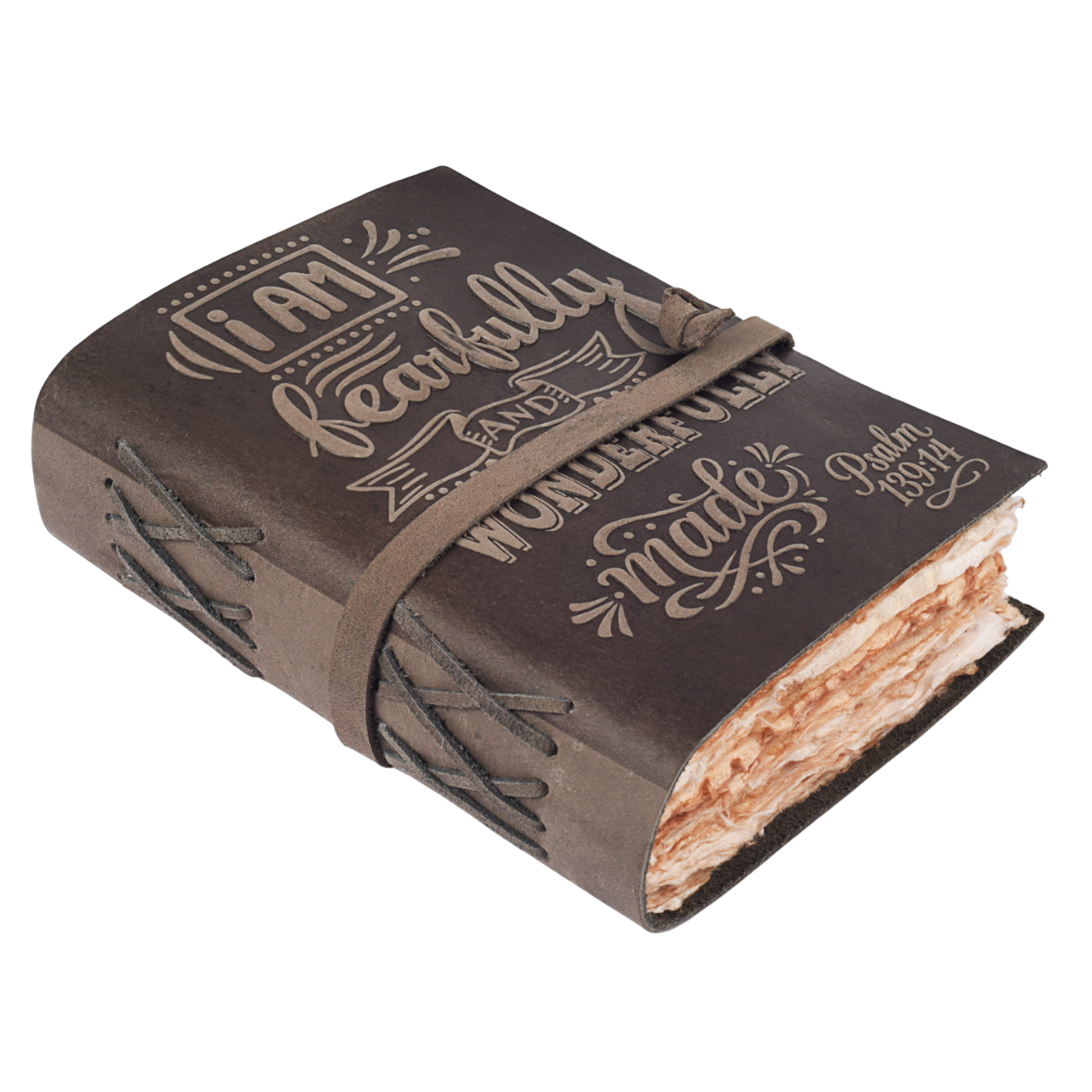 Leather Bound Handmade Christian Journal - Grey