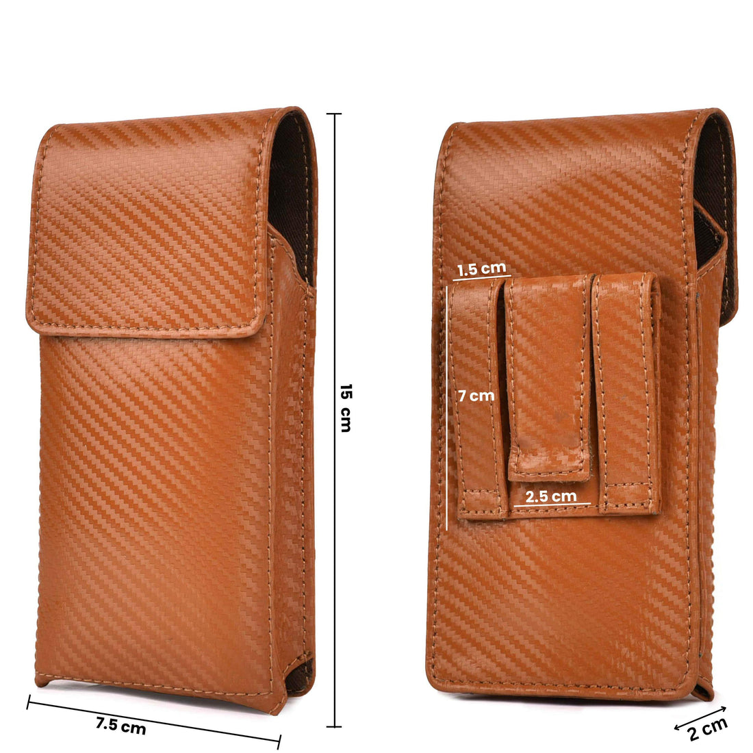 Genuine Carbon Leather Phone Holster - Tan