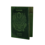 Leather Passport Holder Cover - Green