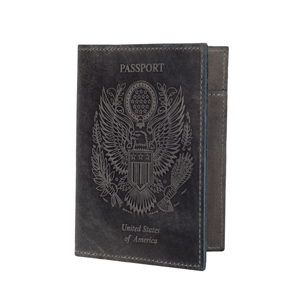 Leather Village black leather passport holder cover travel wallet
