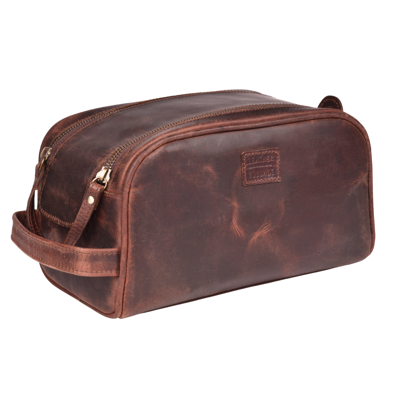 Cherry Leather Toiletry Bag for Travel