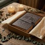 Handmade black leather Holy Bible with decorative tooling