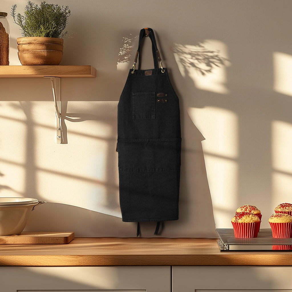 Canvas Cross-Back Work Apron for Men - Black