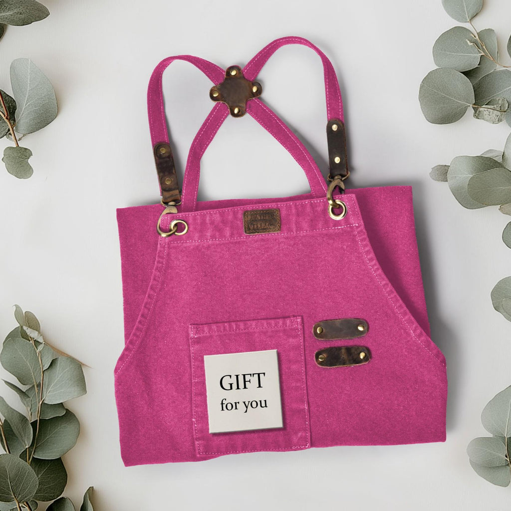 Canvas Cross-Back Work Apron for Men - Pink