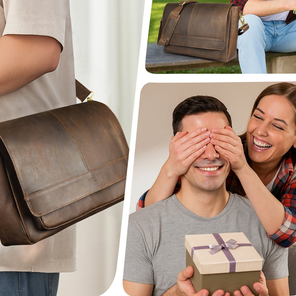 Handmade Vintage Leather Messenger Bag - Brown Leather Village