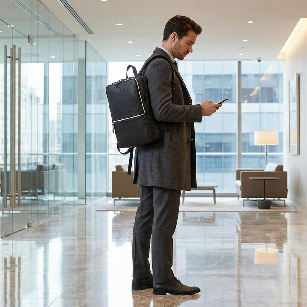 Black Leather Laptop Backpack for Work & Travel Leather Village