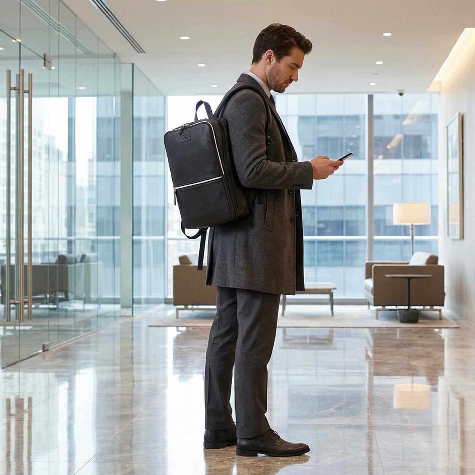 Black Leather Laptop Backpack for Work & Travel Leather Village