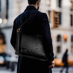 Handmade Vintage Leather Messenger Bag - Black