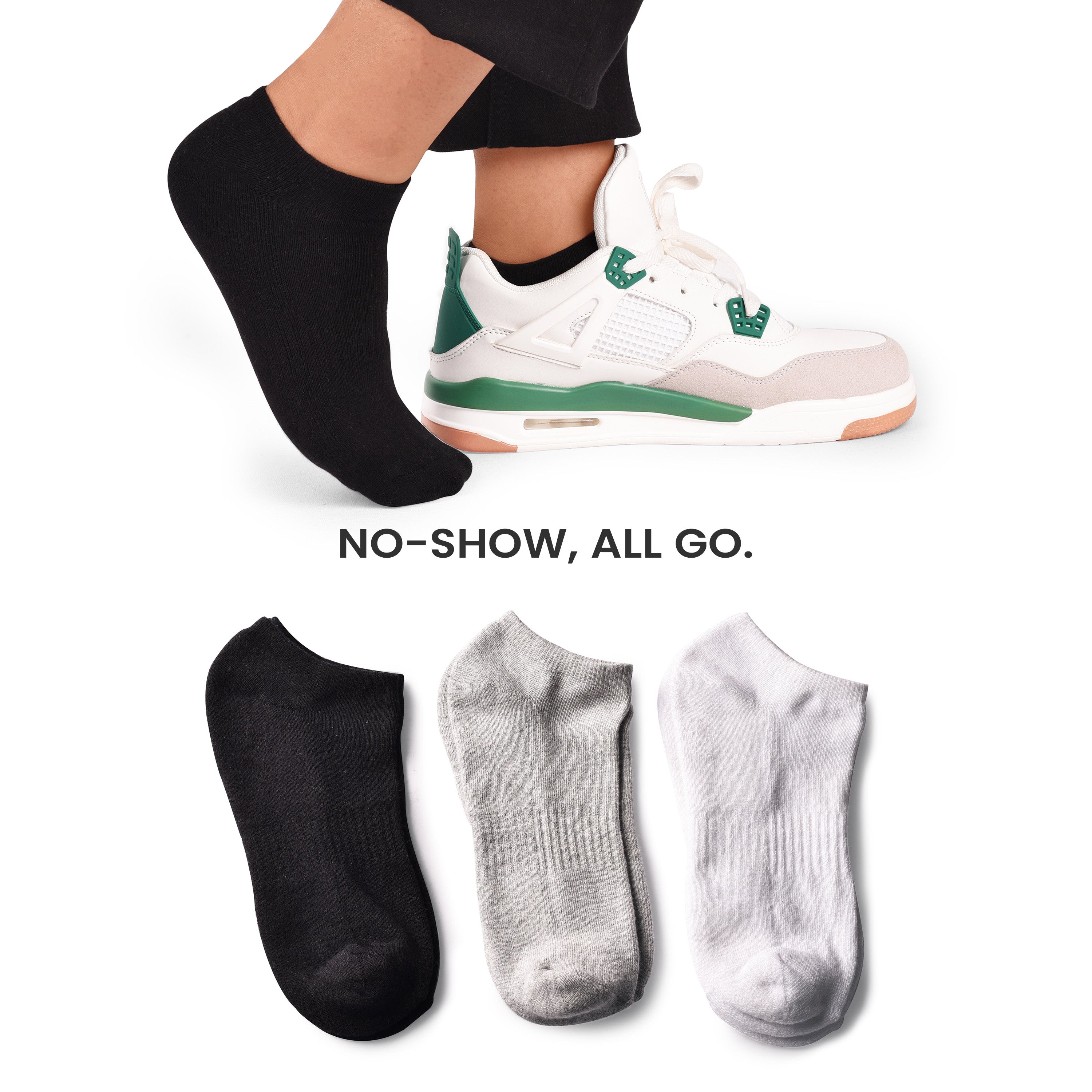 No Show Socks for Men & Women - Stylish Cotton Comfort Running Socks- Low Cut Ankle Length Anti Slip Socks Pack of 6
