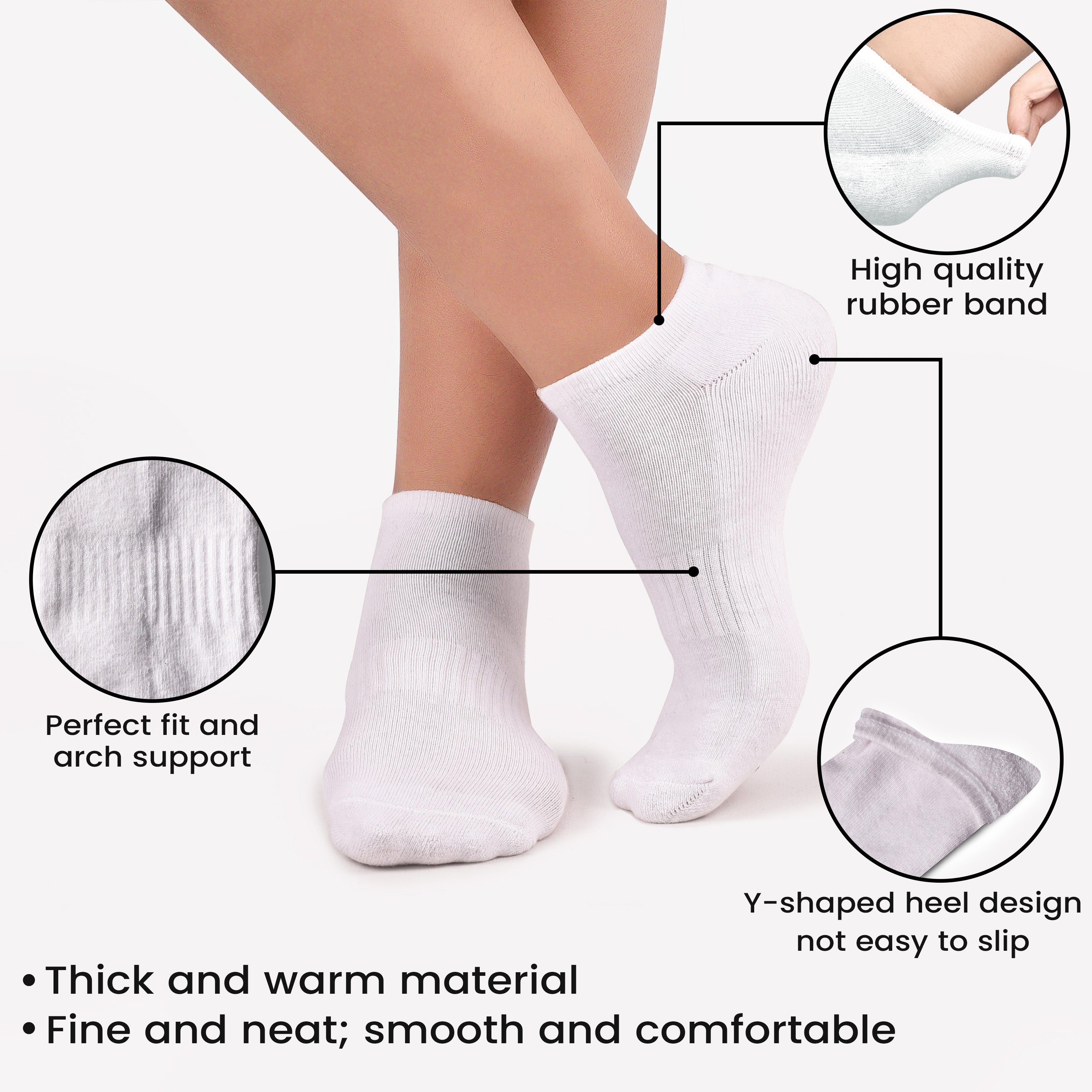 No Show Socks for Men & Women - Stylish Cotton Comfort Running Socks- Low Cut Ankle Length Anti Slip Socks Pack of 6