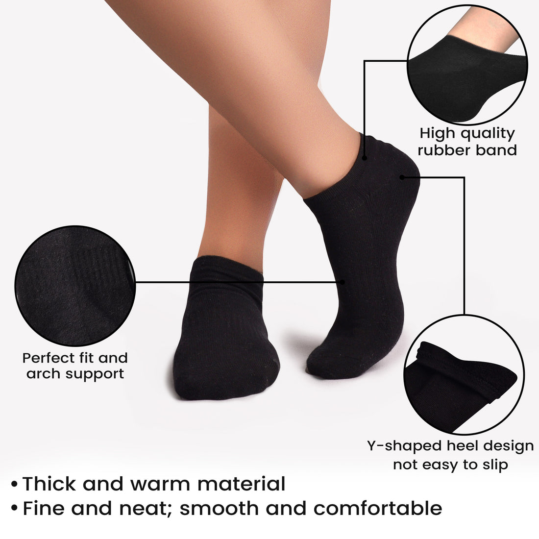 No Show Socks for Men & Women - Stylish Cotton Comfort Running Socks- Low Cut Ankle Length Anti Slip Socks Pack of 6