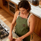 Canvas Cross-Back Work Apron for Men - Green