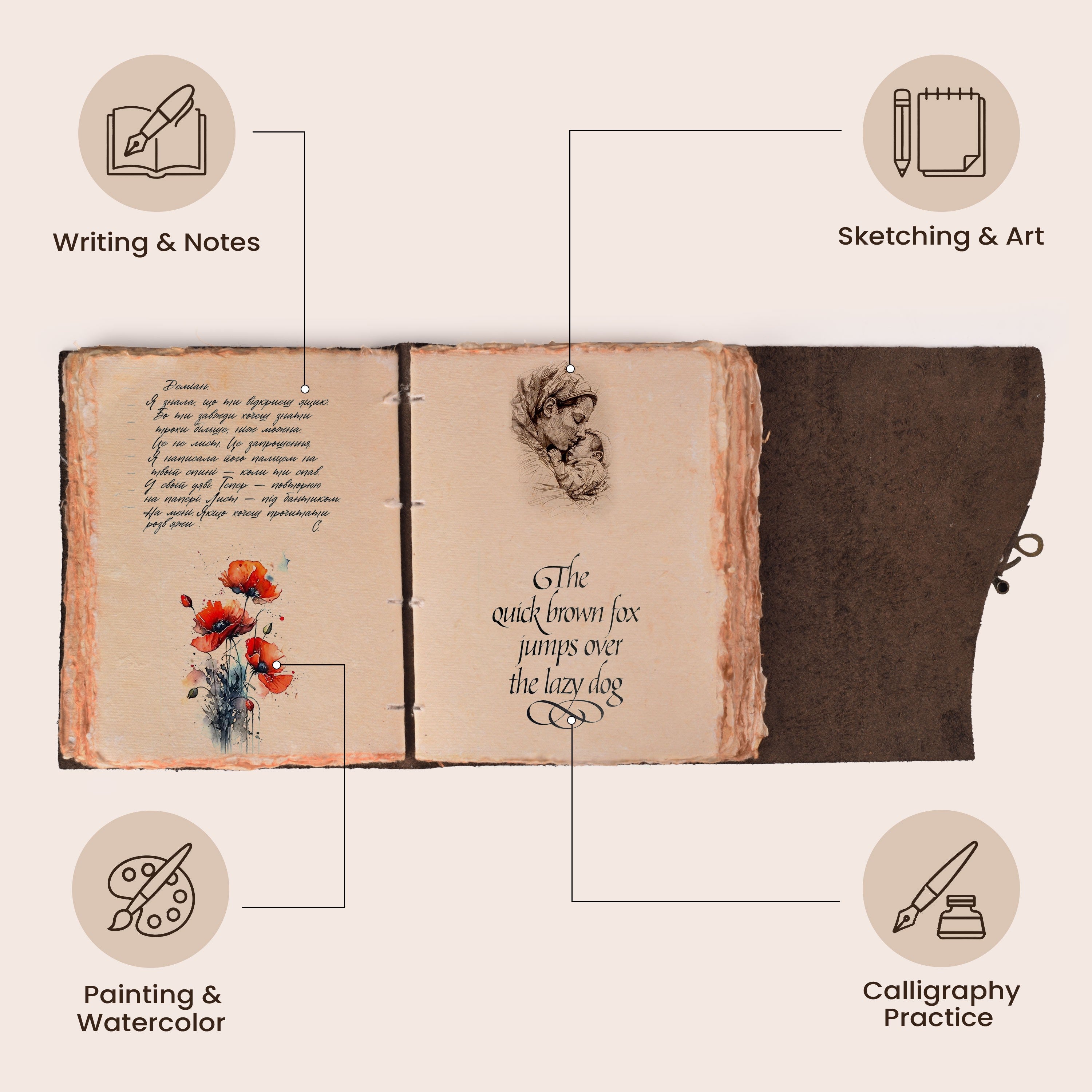 Top Lock Leather Journal - Fuchsia