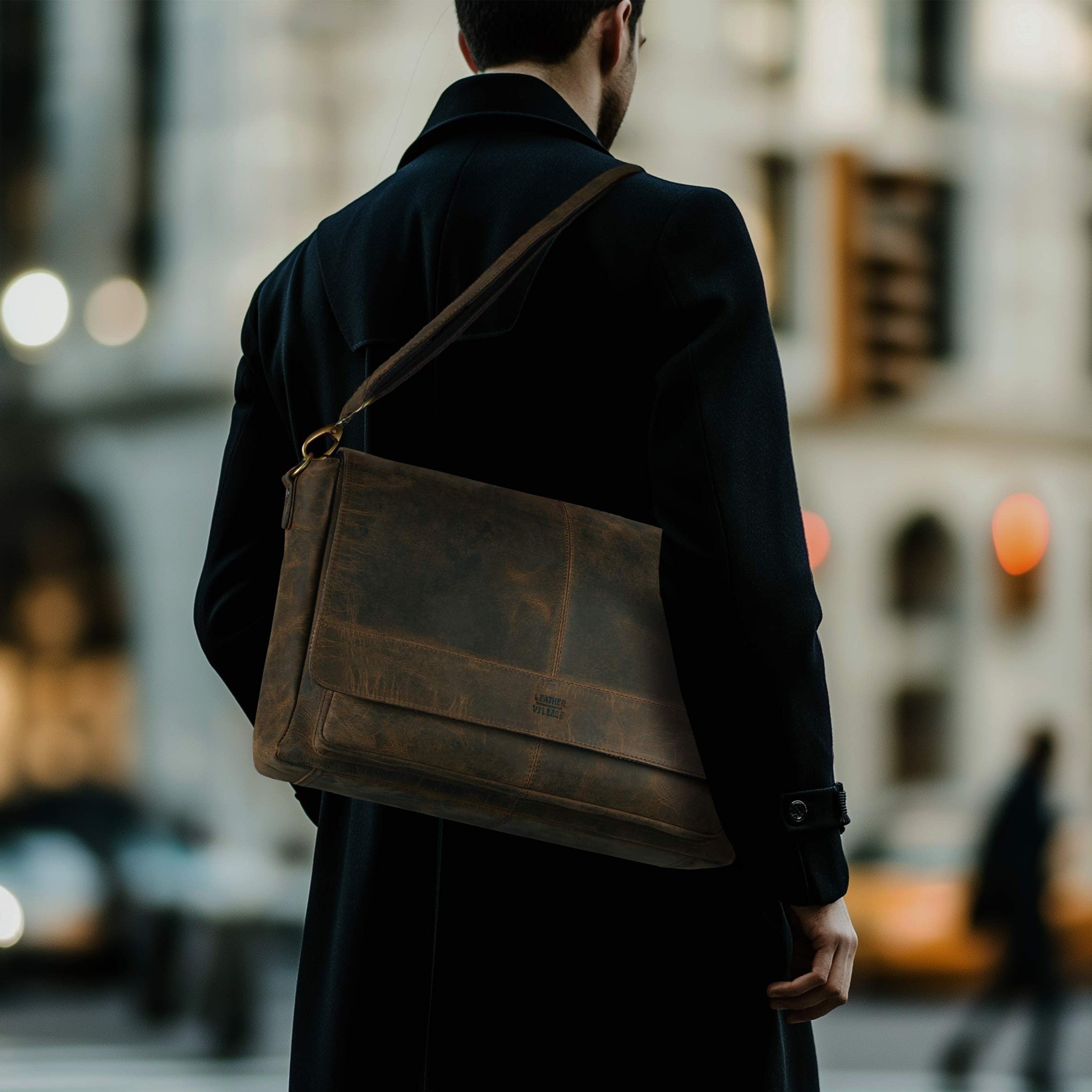 Handmade Vintage Leather Messenger Bag - Brown Leather Village