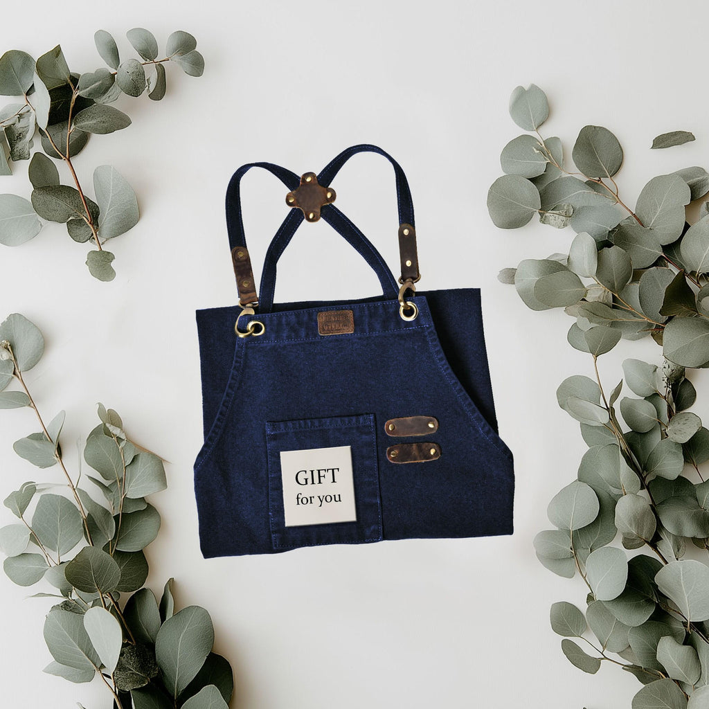 Canvas Cross-Back Work Apron for Men - Blue