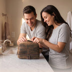 Leather Village Durable Distressed Brown Leather Dopp Kit for Toiletries and Accessories