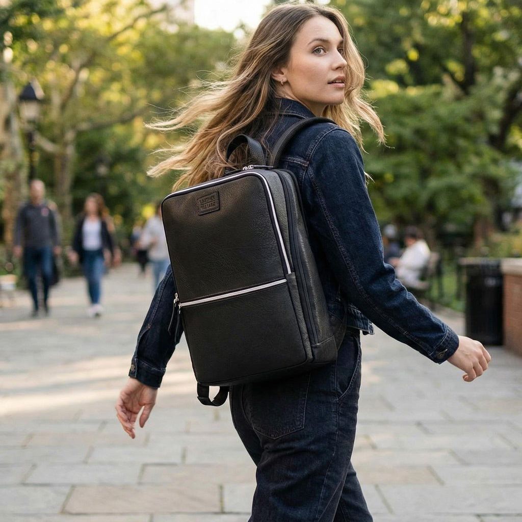 Black Leather Laptop Backpack for Work & Travel Leather Village