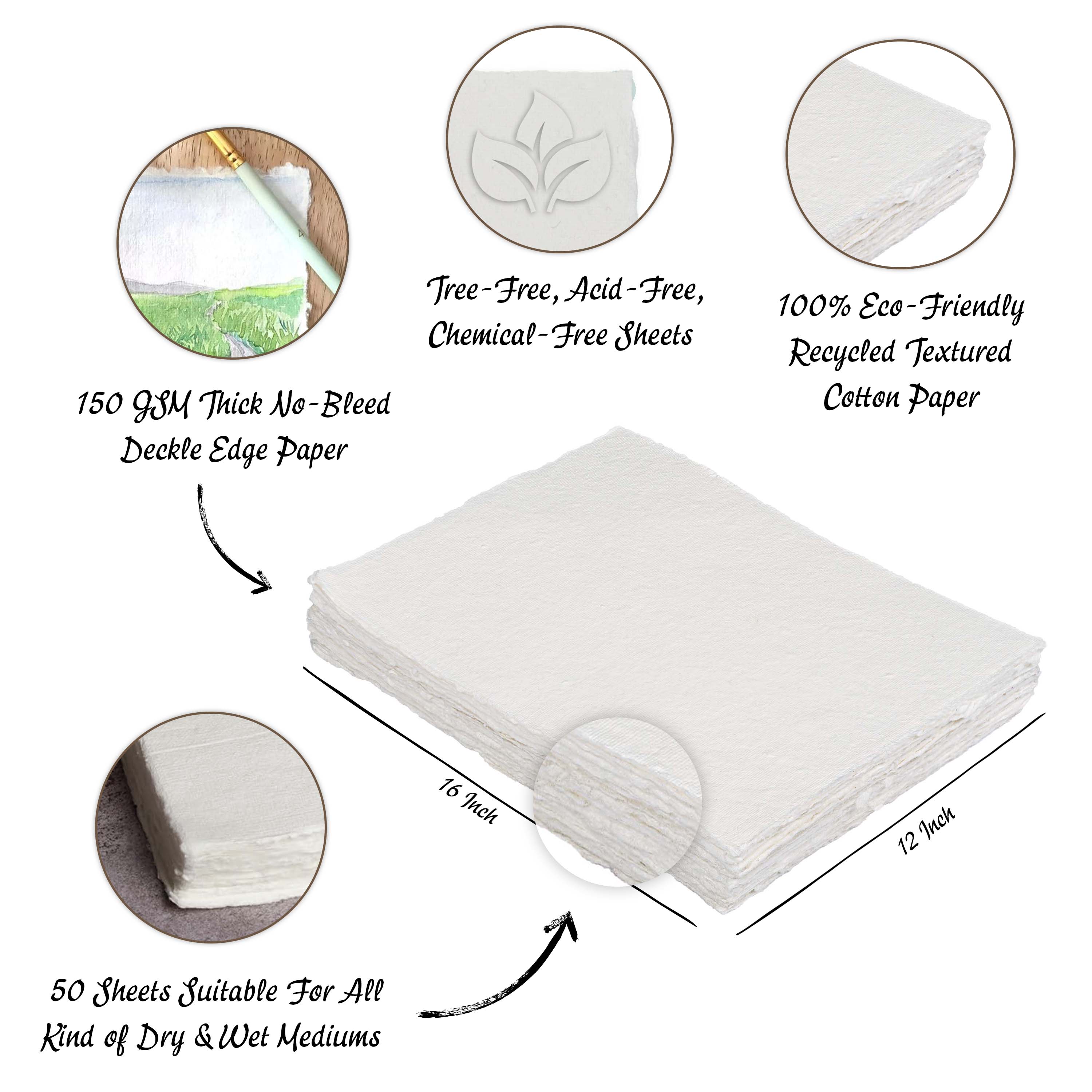 WATERCOLOR PAPER TEXTURE - 150 GSM THICK 50 SHEETS