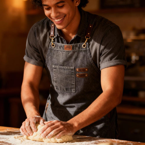 Leather Village canvas cross back apron for kitchen work use