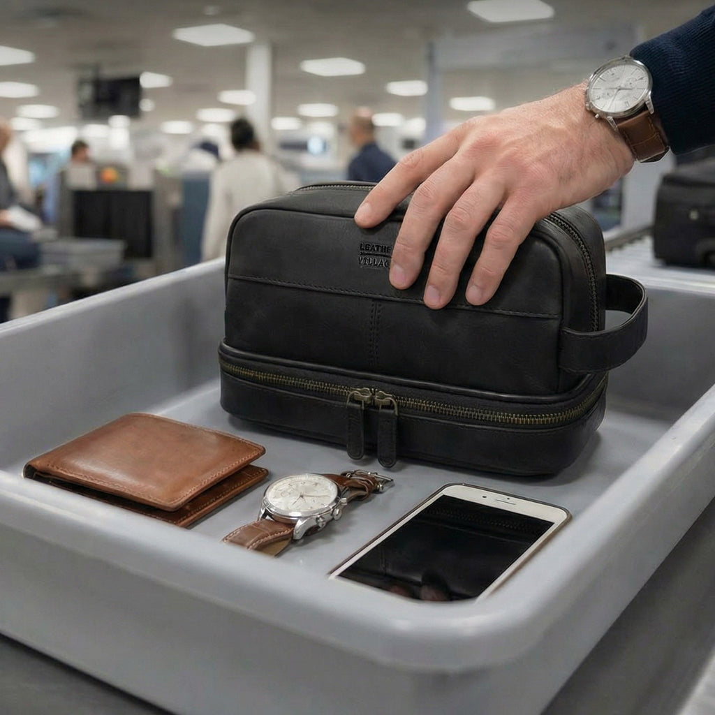 Leather Village Durable Leather Toiletry Organizer for Men and Women