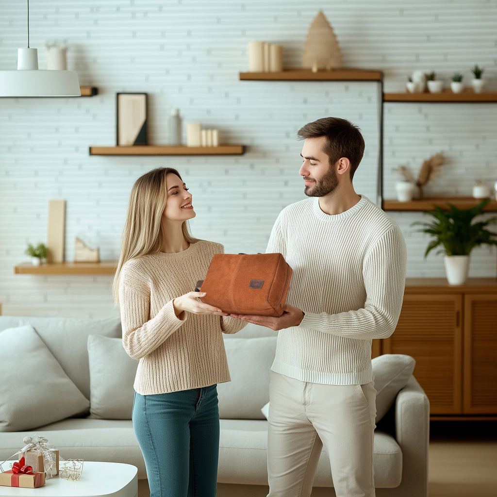 Travel Makeup Bag for Women – Large Capacity Suede Leather Cosmetic Pouch with Handle, Inner Pockets & Wide Opening – Flat Open Toiletry Organizer for Travel & Daily Use