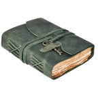 Leather Bound Journal with Antique Key- Aqua