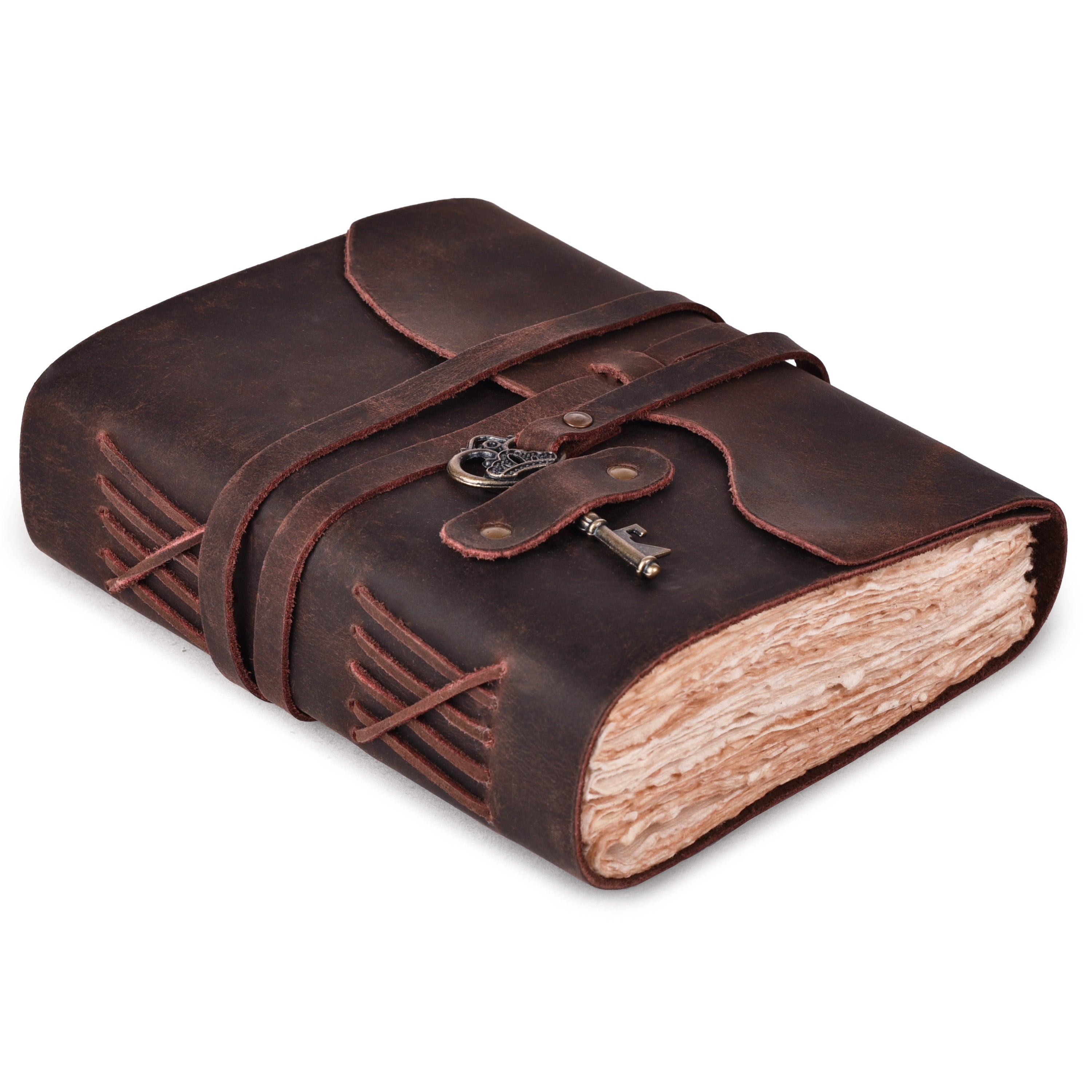 HANDCRAFTED VINTAGE LEATHER JOURNAL WITH ANTIQUE KEY - BOOK OF SHADOWS JOURNAL FOR MEN & WOMEN