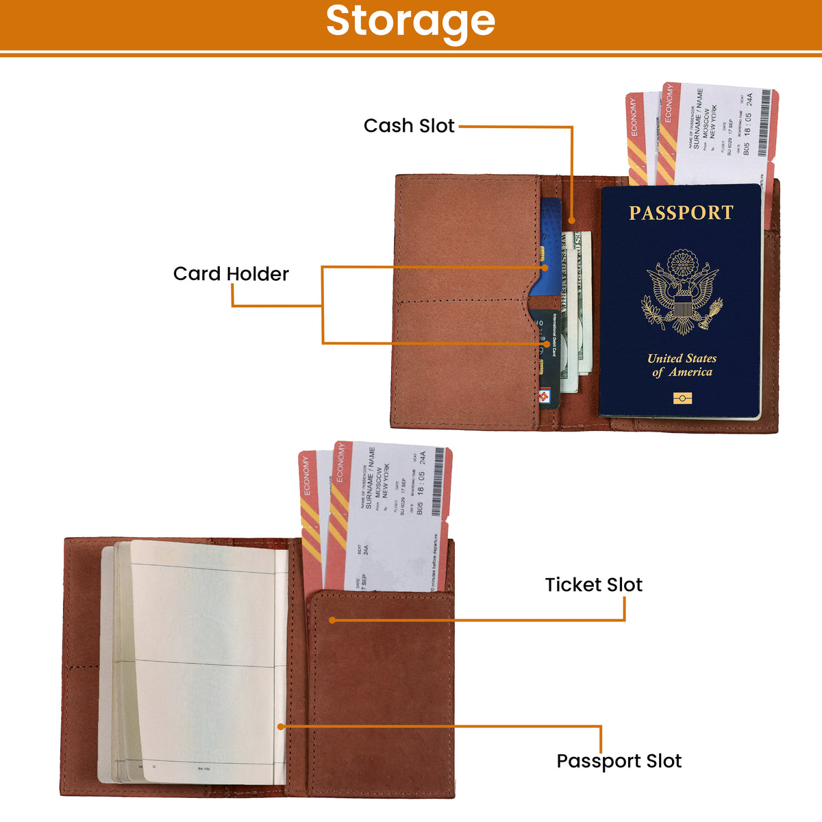 Leather Passport Holder Cover – Travel Wallet with Card Slots, Vintage Passport Case for Men & Women – Cute Organizer for Travel Accessories & Documents