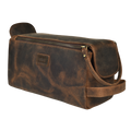 Leather Toiletry Bag for Travel - Rustic Brown