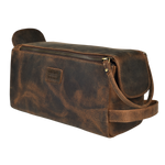 Leather Toiletry Bag for Travel - Rustic Brown