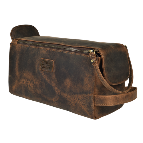doppsåk waterproof & leak-proof travel toiletry bag brown Leather Toiletry Bag for Travel