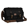 Canvas Messenger Shoulder Bag - Black