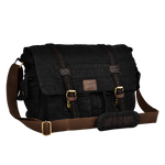 Canvas Messenger Shoulder Bag - Black