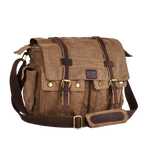 Canvas Messenger Shoulder Bag - Tan