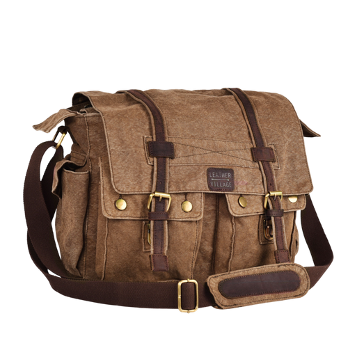 Leather Village canvas messenger shoulder bag for laptop