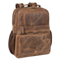 Vintage dark brown genuine leather messenger bag with buckle pockets and adjustable shoulder strap