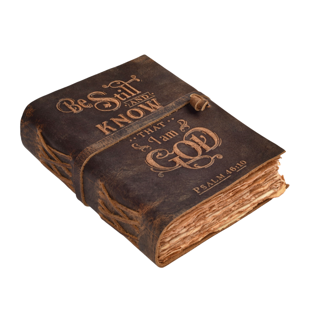 Bible Journal- Distressed Brown Leather Village