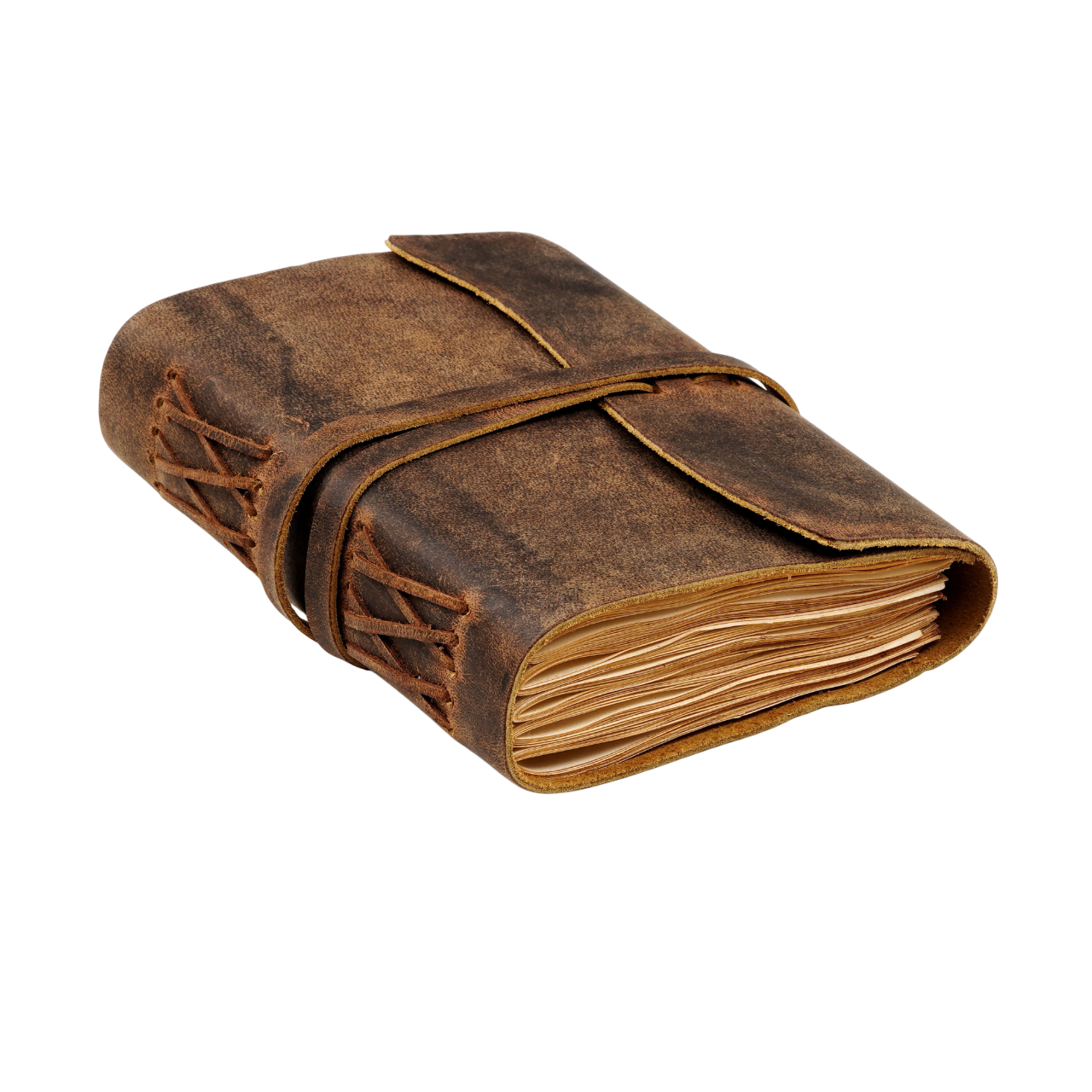 Vintage Paper Leather Notebook- Distressed Brown