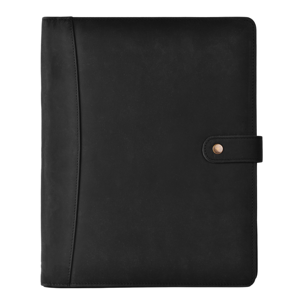 Leather Village carbon black leather padfolio organizer folder