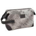 Leather Village Grey Leather Dopp Kit for Travel and Grooming Essentials Organization