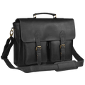 Briefcase Leather Messenger Bag - Black