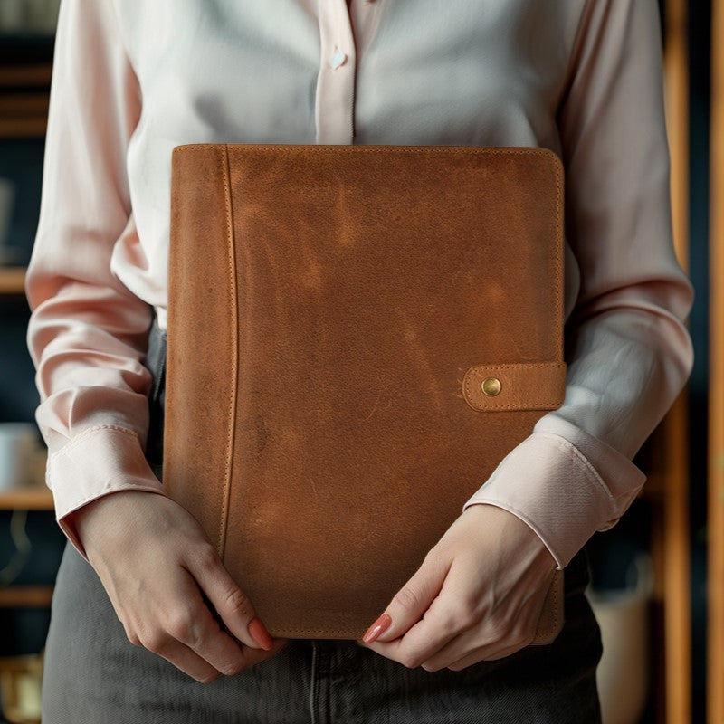 Leather Village carbon fiber leather business padfolio case
