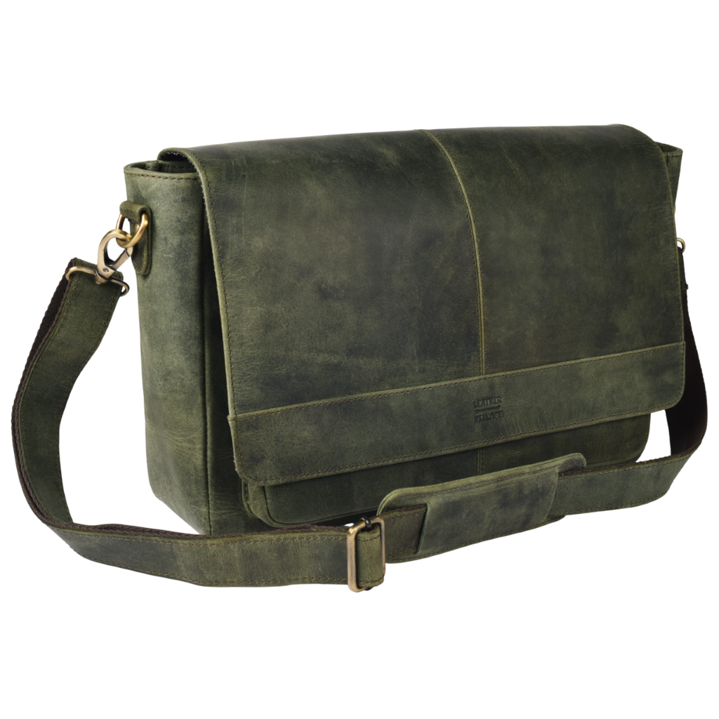 Leather Village handmade vintage leather messenger bag