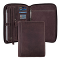Leather Zipper Padfolio Ring Binder Organizer for Men & Women -Sandal